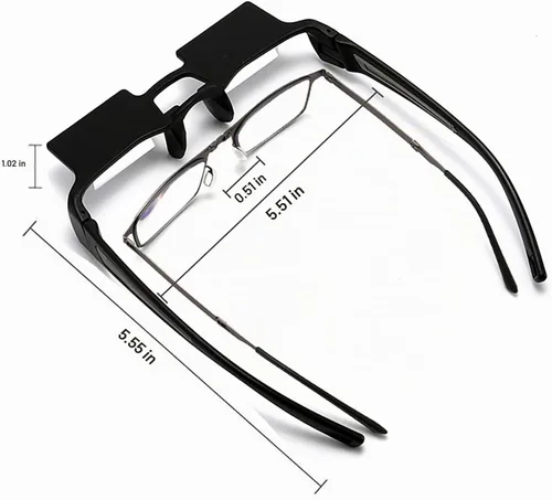 Vista 3 de Gafas perezosas que se colocan con prisma de luz con ángulo de 90°, relajantes para el cuello, para acostarse, leer y ver Negro