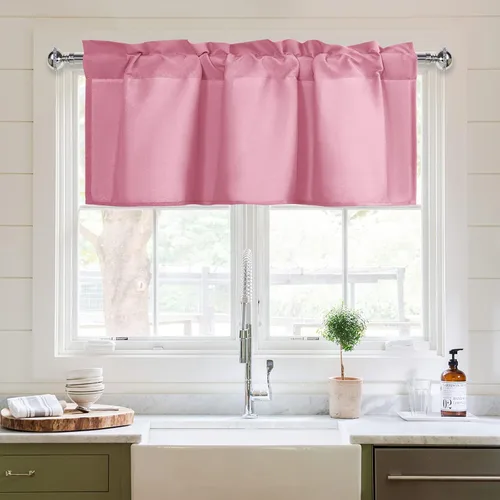 Vista 45 de XWZO Cortinas de cenefas de cocina para ventanas, sala de estar, dormitorio, baño, cubiertas superiores, estilo granja rústico, comedor, aislamiento