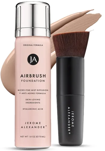 Vista 9 de Jerome Alexander MagicMinerals AirBrush Foundation - Set de 2 piezas con base en aerosol y brocha Kabuki - Maquillaje en aerosol con ingredientes