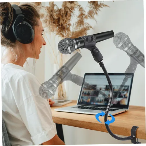 Vista 5 de Soporte de brazo para micrófono, soporte de micrófono de escritorio flexible de 13 pulgadas, micrófono grueso, escritorio resistente con abrazadera