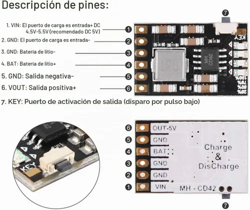 Vista 4 de 2A 5V Carga Descarga Módulo Integrado 6pcs