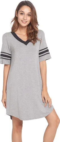 Vista 3 de WiWi Bamboo Viscose Nightgowns for Women 34 Sleeve Nightshirts Sleep Shirt Plus Size Sleepwear Pajamas Dress S-4X