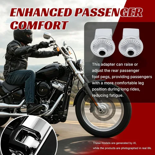 Vista 6 de Adaptador de clavija de pasajero estriado para estriberas delanteras/traseras y tablas de suelo para modelos Harley Softail 2018-2023, cromado