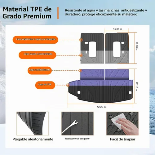 Vista 5 de powoq Cargo Mat 3rd Backrest Mat Compatible with 2016-2026 Dodge Durango Alfombrilla para maletero y respaldo de tercera fila