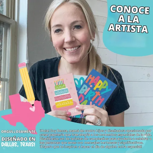 Vista 2 de 24 tarjetas de cumpleaños a granel con sobres, tarjetas de feliz cumpleaños Pastel colorido 24 piezas