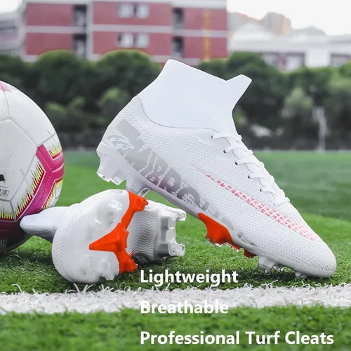 Vista 3 de XJIODF Men's AGFG Soccer Cleats Football Shoes High-Tops Lace-Up Non-Slip Spikes