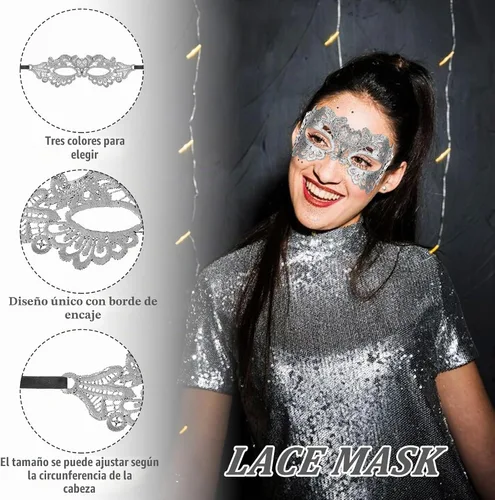 Vista 3 de WY LIGHTING LEVEL 3 Piezas de Máscara de Mascarada para Mujeres, Máscaras de Vestido Elegante de Encaje
