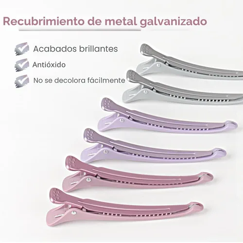 Vista 2 de AIMIKE Pinzas para peinar con pico de pato de silicón sin arrugas para sección, corte y uso en salón Clips de pico de pato con bandas de silicona