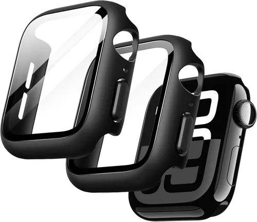 Vista 11 de JETech Funda para Apple Watch SE 3/2/1, Series 6/5/4 de 1.575 in, color negro con protector de pantalla, vidrio templado incorporado, alta
