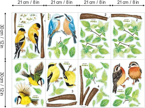 Vista 5 de Robin Birds - Calcomanías de pared de ramas de árbol, decoración de pared para guardería, decoración de pared para dormitorio de niños, sala de estar