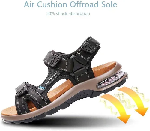 Vista 6 de visionreast Sandalias atléticas para hombre con puntera abierta, sandalias antideslizantes con cojín de aire, sandalias casuales de playa
