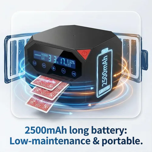 Vista 7 de Máquina automática de distribuidor de tarjetas, distribuidor de tarjetas giratorio de 360°, distribuidor de tarjetas 2 en 1 con batería recargable