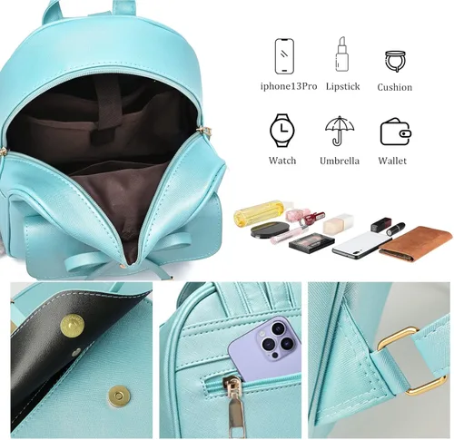 Vista 42 de ZGWJ Mini mochila de cuero con moño, mochila pequeña, linda mochila casual de viaje para niñas y mujeres, M, Mochilas tipo mochila
