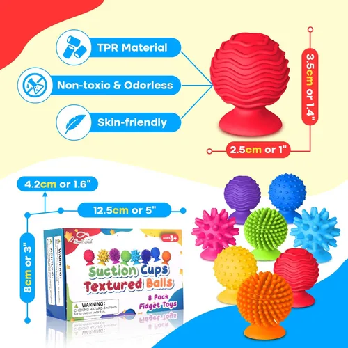 Vista 6 de Paquete de 4 pulseras elásticas para ansiedad y paquete de 8 juguetes de succión texturizados