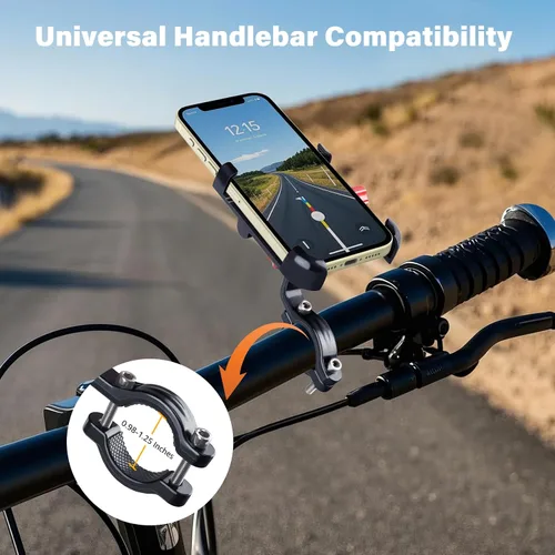Vista 3 de Ralos Soporte de teléfono para bicicleta, soporte de aluminio para teléfono celular, abrazadera de teléfono celular para manillar de bicicleta