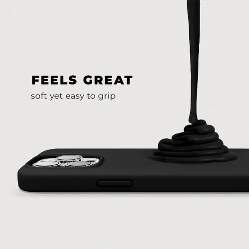 Vista 4 de Funda compatible con iPhone 12/iPhone 12 Pro, silicona negra con protector de pantalla [probada en caídas de 6 pies], funda protectora delgada