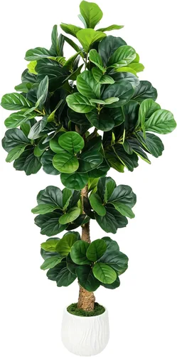 Vista 7 de Árbol de ficus artificial de 6 pies con troncos de madera real, árbol de Árbol de ficus tipo 4-6ft