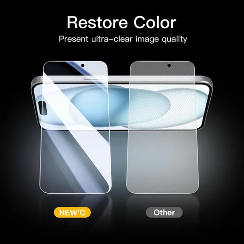 Vista 92 de NEW'C Paquete de 3 protectores de pantalla de privacidad para iPhone Air/iPhone 17 Air (6.5 pulgadas), película de vidrio templado antiespía