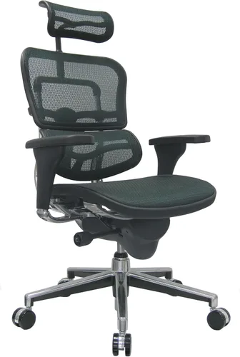 Vista 12 de Silla ergonómica giratoria, de malla, altura de asiento de 18.1 pulgadas a 22.9 pulgadas, respaldo alto con apoyacabezas, color borgoña, de Negro
