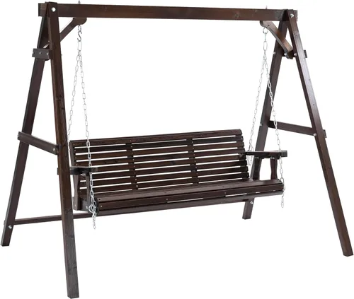 Vista 12 de Finnhomy Marco de columpio para porche de 880 libras, soporte estable de madera con tablero de conexión inferior adicional, marco de columpio