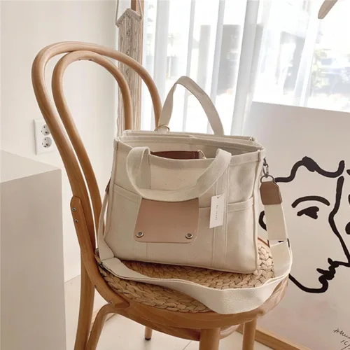 Vista 3 de Tenbip Bolsa de lona con compartimentos, múltiples bolsillos, bolsa para mamá, bolsa de hombro, bolsa de almuerzo cruzada para mujer