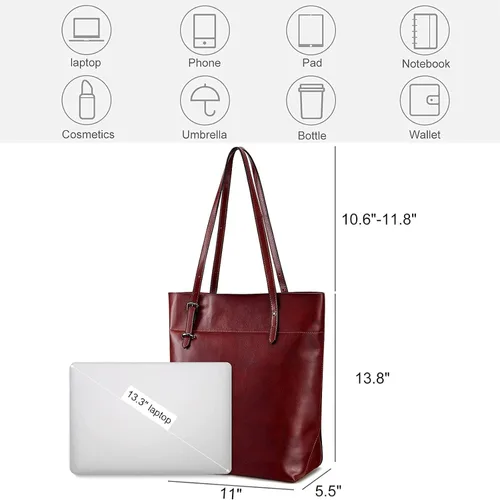 Vista 4 de S-ZONE - Bolso bandolera de cuero auténtico, estilo vintage, gran capacidad, 2.0