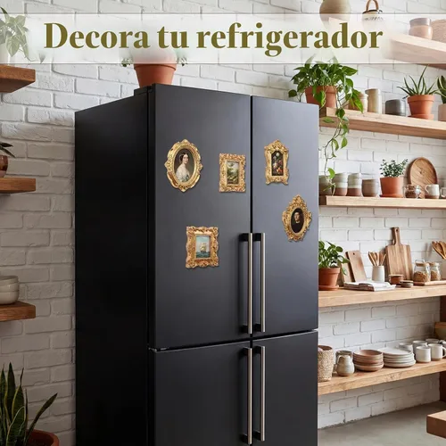Vista 4 de 20 piezas mini marco magnético dorado para refrigerador marco