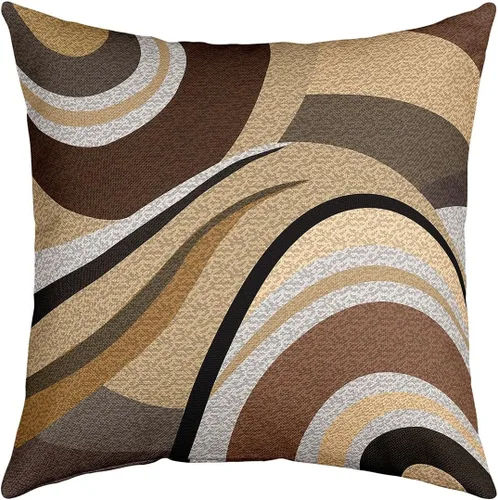Vista 32 de Paquete de 4 fundas de almohada para exteriores, color rojo burdeos, juego de fundas de cojín geométricas cuadradas de color marrón y gris