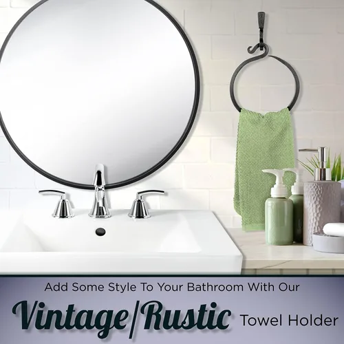 Vista 9 de Anillo de toalla de hierro forjado: un toque de encanto artesanal a tu cocina o baño con nuestro toallero hecho a mano. Fabricado por herreros, este