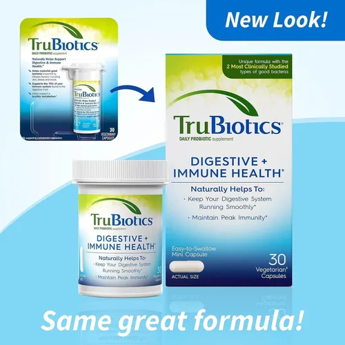 Vista 2 de TruBiotics - Probiótico diario, 30 cápsulas, sin gluten, sin soja digestivo + suplemento de apoyo para la salud inmunológica para hombres y mujeres