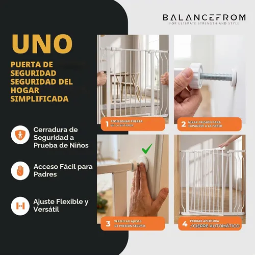 Vista 6 de BalanceFrom Easy Walk-Thru Baby Safety Gate, Fits 29.1" to 38.5" Openings