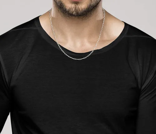 Vista 4 de Miabella Collar de cadena de eslabones de clip de plata de ley 925 maciza italiana de 0.098 in para mujeres y hombres, fabricado en Italia