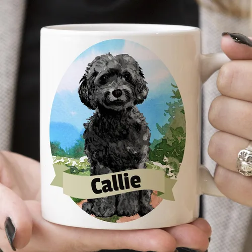 Vista 3 de Personalized Watercolor Cockapoo Portrait Ceramic Mug
