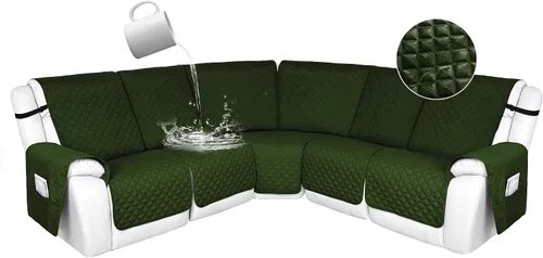 Vista 110 de HDCAXKJ Fundas de sofá seccional reclinable 100% impermeable, forma de L, funda de sofá reclinable lavable acolchada suave para mascotas, perro