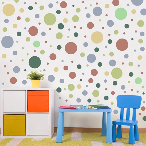 Vista 8 de Calcomanías de pared de lunares coloridos bohemios, calcomanías de pared de arco iris (negro) Peel and Stick,Easily Apply,Removable Dots,Multiple