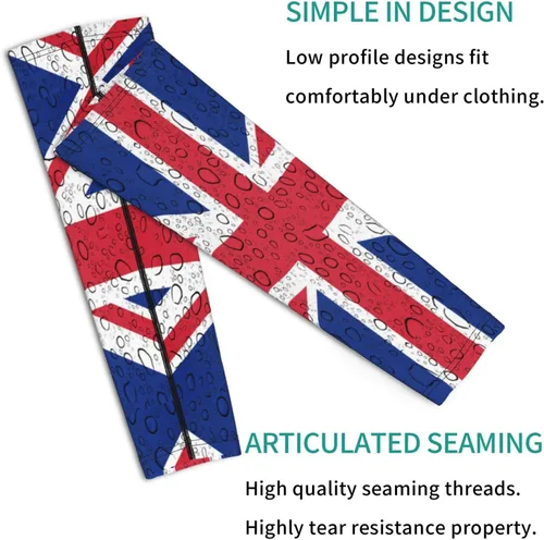 Vista 2 de Unisex ligero enfriamiento brazo mangas bandera británica Reino Unido compresión calentador cubierta para la actividad al aire libre, Blanco