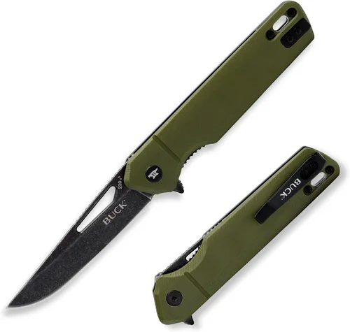 Vista 12 de Buck Knives 239 Infusion, cuchillo de bolsillo plegable con hoja de punta, mango de aluminio, clip para bolsillo Negro