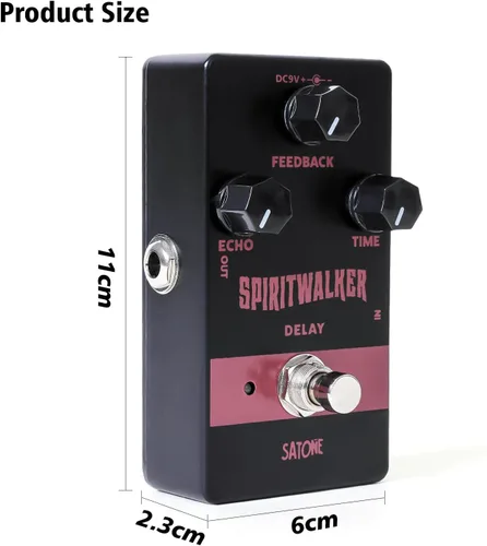 Vista 6 de Satone Pedal de guitarra retardada, Spritwalker Pedal de efecto de guitarra eléctrica Delay DC 9V Mini Pedal de retardo analógico True Bypass