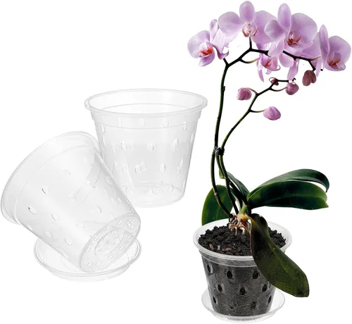 Vista 14 de METALLIXITY Macetas transparentes de orquídeas de 3 pulgadas con agujeros