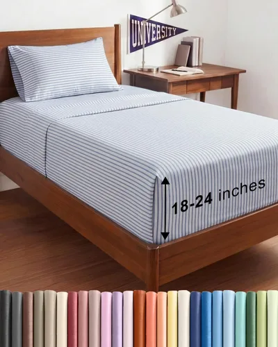 Vista 168 de Sábanas individuales de bolsillo extra profundo, sábanas transpirables y refrescantes de 3 piezas, juego de sábanas de lujo para hotel, suaves, sin