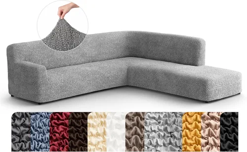 Vista 33 de PAULATO BY GA.I.CO. Funda de sofá modular, funda para sofá chaise longue en forma de L, fundas lavables para sofá esquinero, funda elástica de Gris