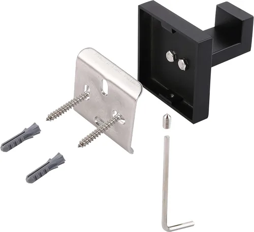 Vista 7 de Paquete de 2 ganchos para toallas de baño color negro mate, acero inoxidable, cuadrado, para toalla, abrigo, montaje en pared, inodoro, cocina