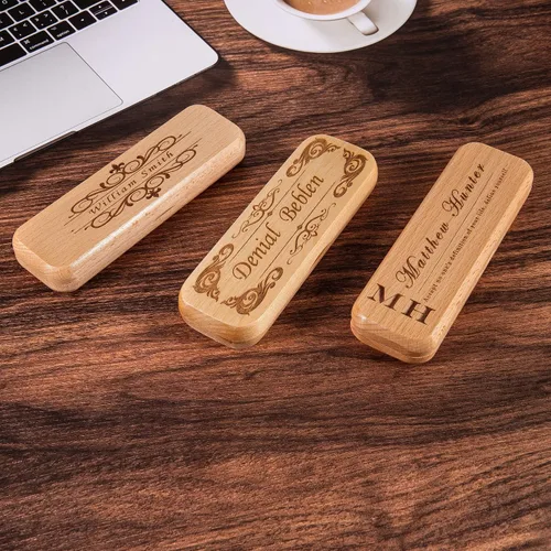 Vista 5 de Bivei Regalo de bolígrafo grabado para mujeres y hombres, juego de bolígrafos y lápices personalizados en madera de arce, juego de 2 bolígrafos
