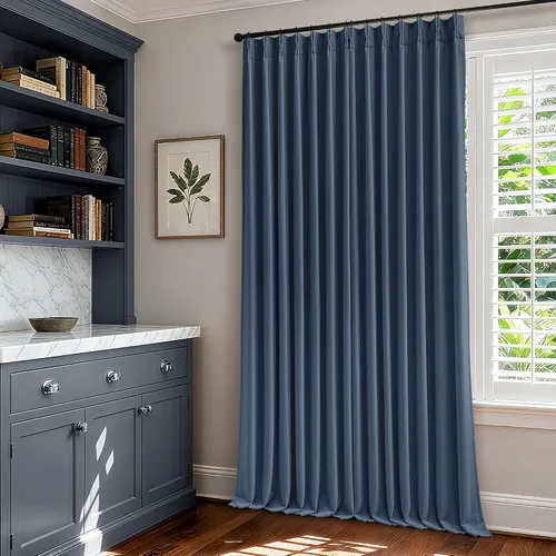 Vista 63 de Juego de 2 paneles de cortinas plisadas negras de 80 pulgadas para sala de estar, cortinas plisadas de lino con forro de 80 pulgadas de largo, 100%