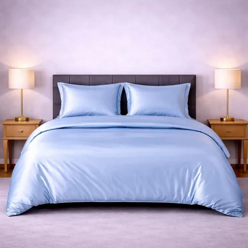 Vista 17 de Juego de funda de edredón de satén de seda – Juego de ropa de cama de lujo de 4 piezas con 1 funda de edredón, 1 sábana bajera