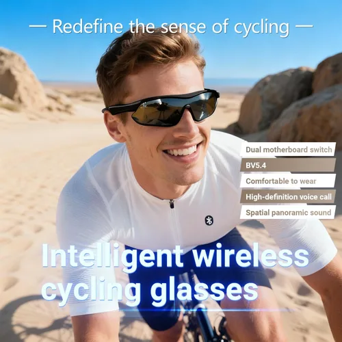 Vista 2 de Gafas de sol polarizadas con Bluetooth, color negro, para hombres y mujeres UV Protection, Open Ear Speakers, Built-in Mic, Sport Smart Glasses