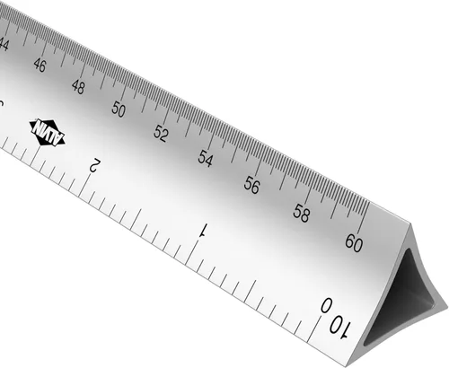 Vista 2 de ALVIN Escala triangular de ingeniero de aluminio de 12 pulgadas, modelo HC12E, regla multiusos hueca para planificación de dibujo, diseño