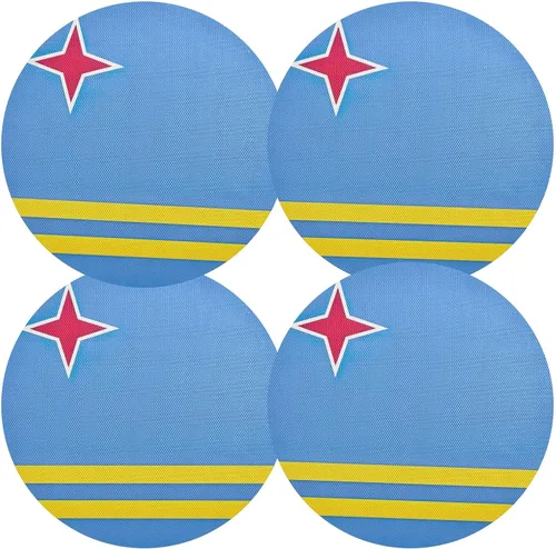 Vista 19 de Aruba Flag Round Table Placemats 15 Inch, Seasonal Table Mats Modern Place Mats for Dining, Kitchen, Parties, Camping