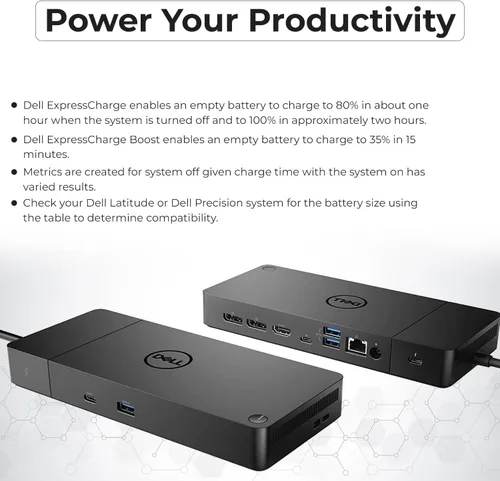 Vista 5 de Dell WD19TBS - Estación de carga Thunderbolt con adaptador de alimentación de CA de 180 W (entrega de potencia de 130 W) + cable HDMI + cable
