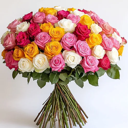 Vista 41 de GlobalRose Ramo de 50 rosas surtidas, rosas de origen responsable, flores frescas, ramo fresco de flores seleccionadas a mano para el día